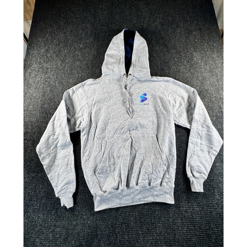Champion Cotton Max Hooded Sweatshirt Mens Small Gray Fleece V Inset SoundMind